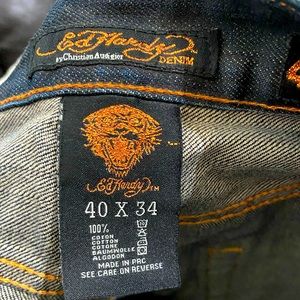 Mens Ed Hardy Jeans Distressed Size 40x34